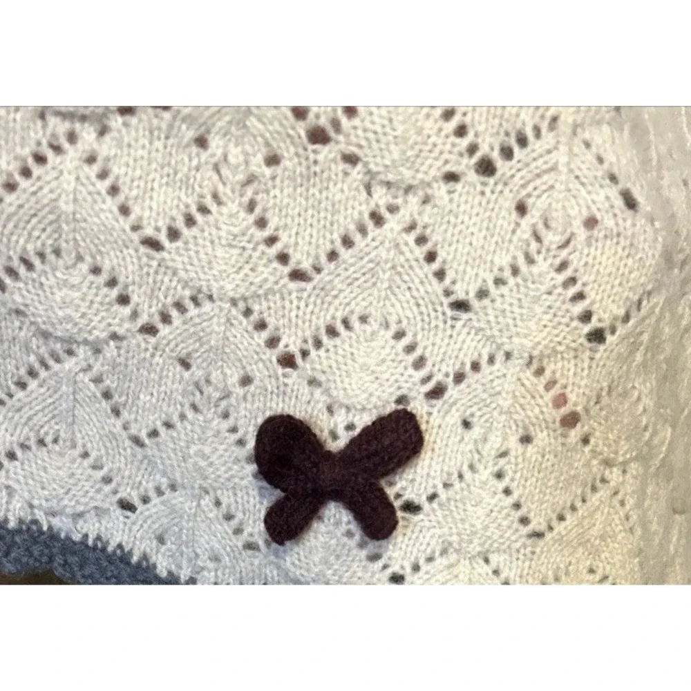 Odd Molly Wool Open‎ Knit Crochet Cardigan Light Beige Gray Size S